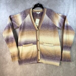 Weekend LA Niko Ombre Stripe Relaxed Button Cardigan Medium V-Neck Long Sleeve